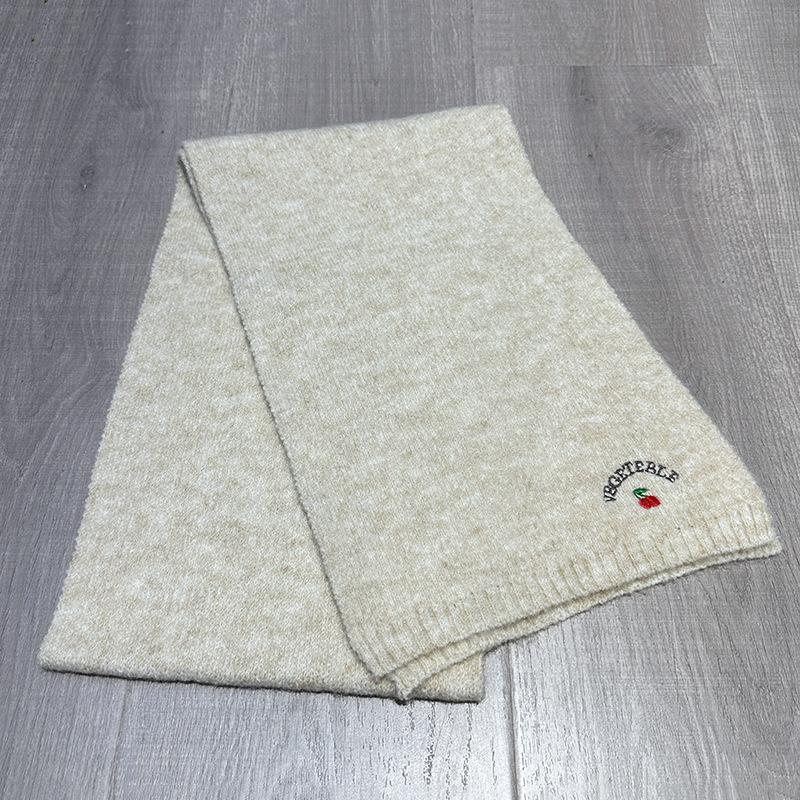 

Chic wind small fresh autumn and winter warm scarf women s new high-end sense solid color scarf wool knitted scarf 23*150cm бежевий
