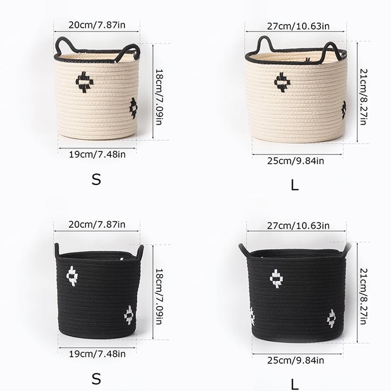 1PC Woven Decorative Basket Bedroom Laundry Basket Desktop Storage Bin Black White Storage Containers For Countertop Organizing