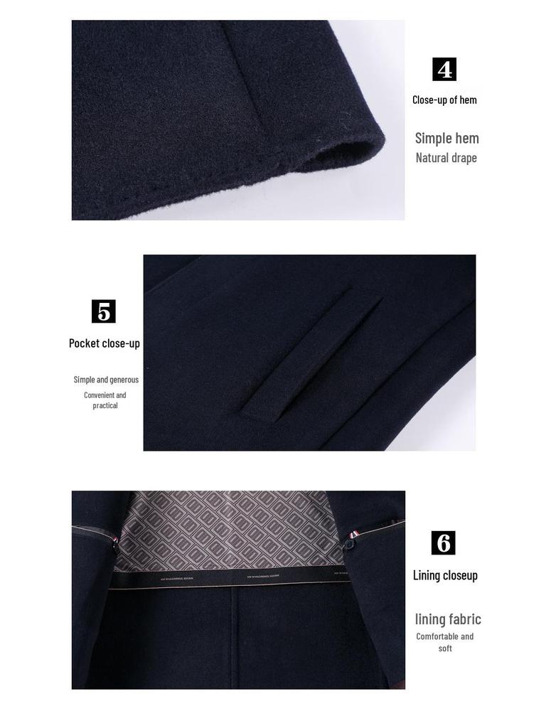 Brand Men's High-End Double-Sided Cashmere Coat - Wrinkle-Resistant Classic Business Wool Jacket