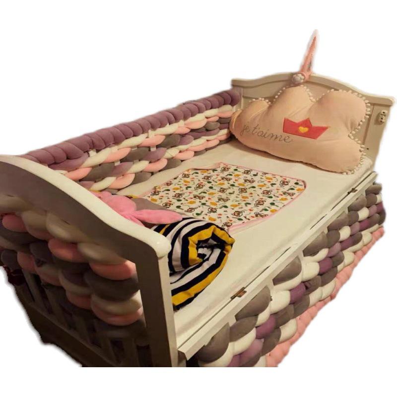 European Single Strand 5cm Cable Knit Baby Bed Bumper - Handmade Anti-Collision & Anti-Fall Decoration