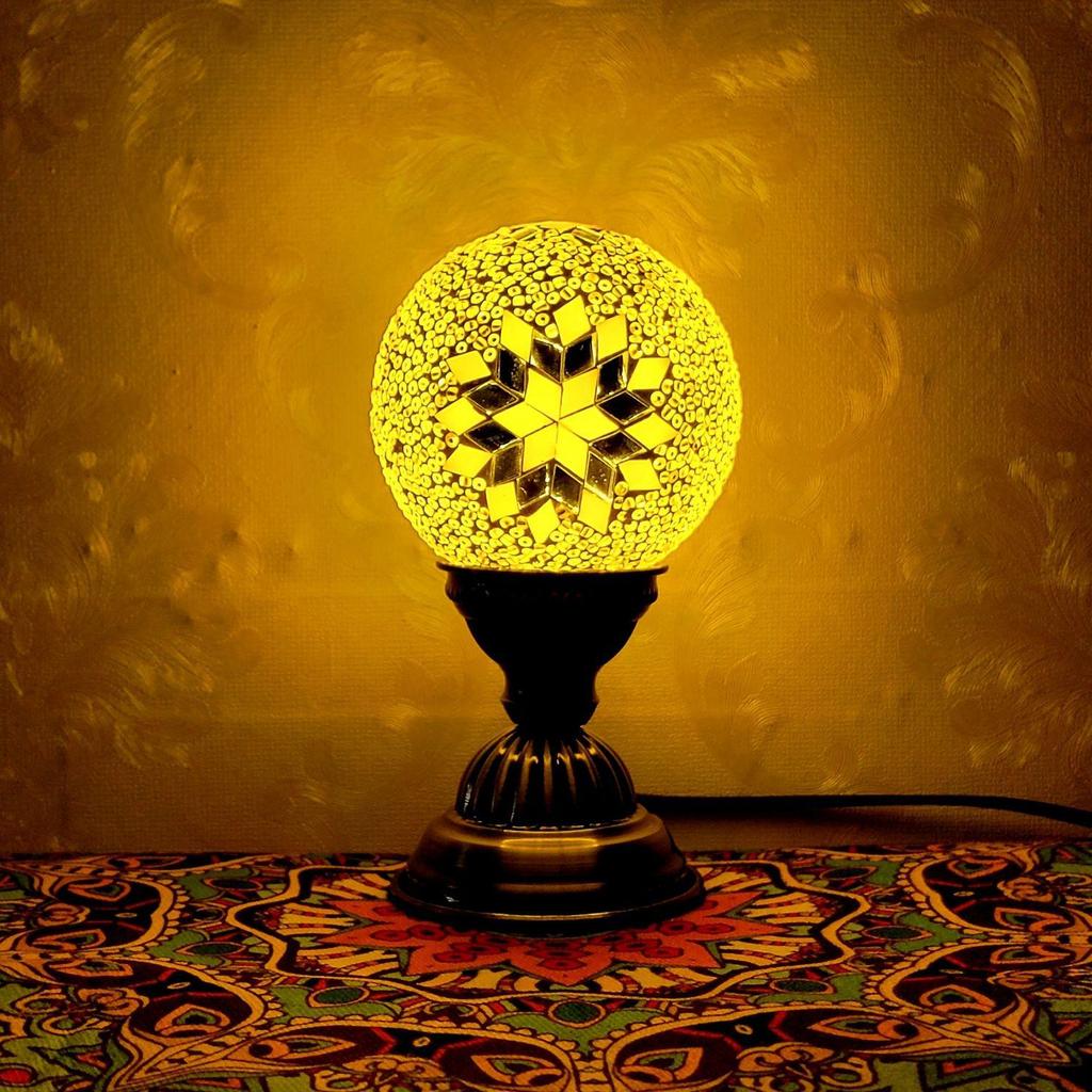 Moroccan Mosaic Bedside Lamp - Ethnic Turkish Round Ball Night Light