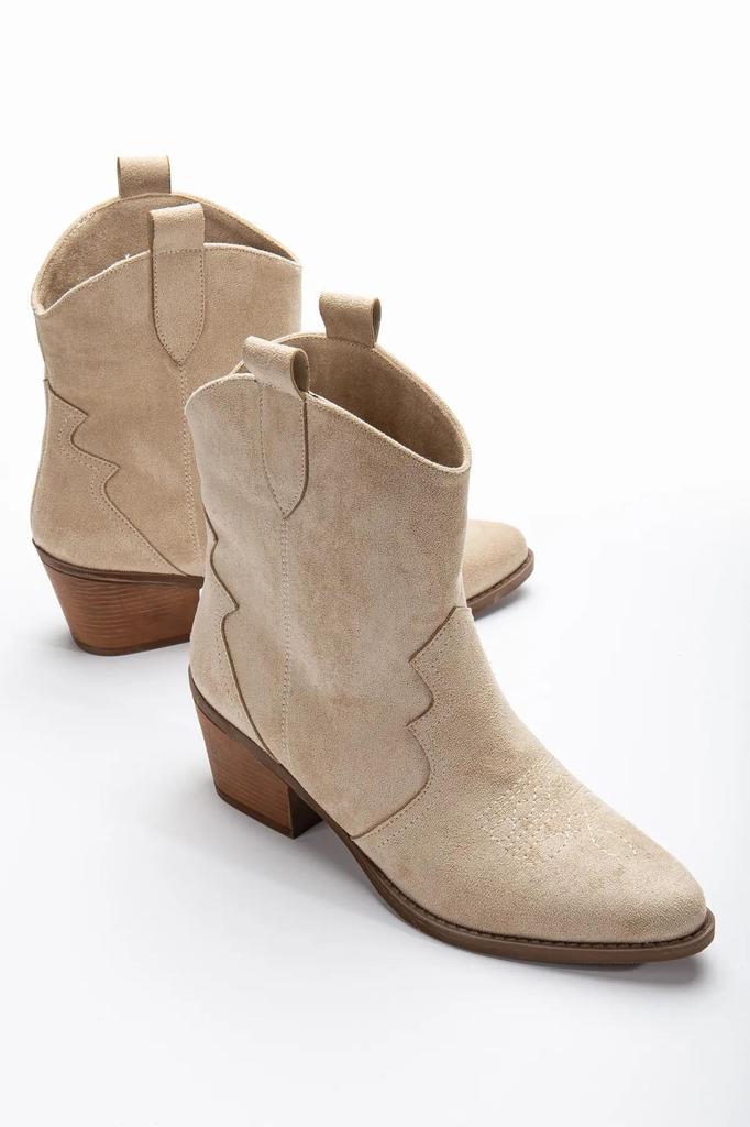 Mink Stone Cream Skin Beige Matte Suede Western Cowboy Boots,Women's Boots Women's Fashion Casual Shoes Waterproof Winter Shoes Snow Shoes