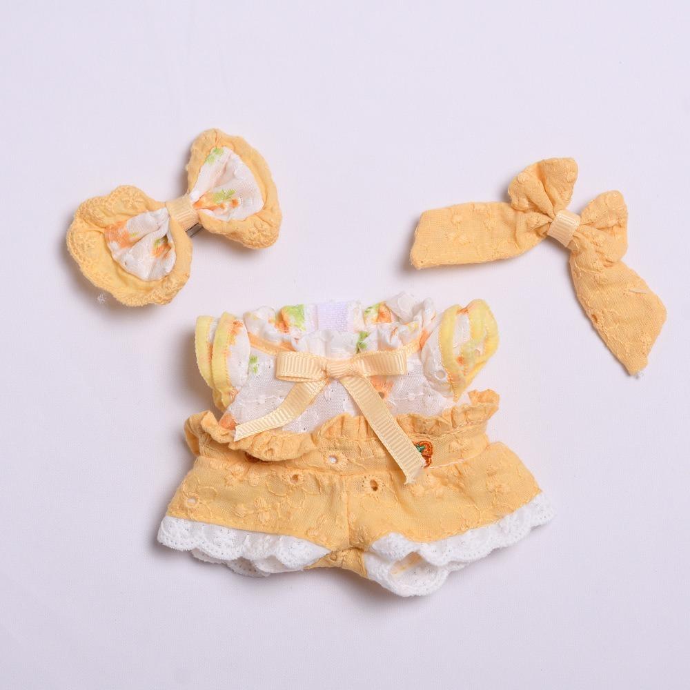 

Светло-желтый сидячий костюм для вечеринки Labubu с платьем и цветком, одежда Labubu Time, аксессуары для хлопковой куклы жёлтый