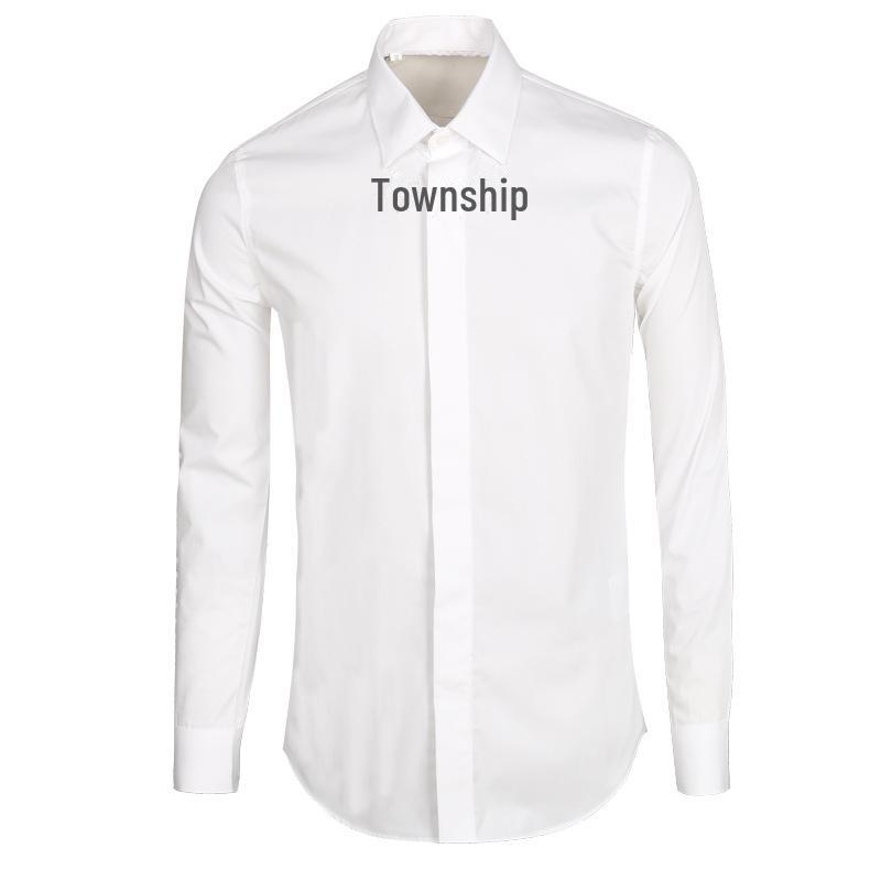Men's Fashionable Slim-Fit Long-Sleeve Shirt with Small Lightning Prints, Available In Black & White, Large Sizes.