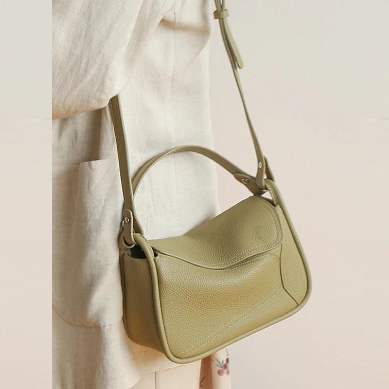 Genuine Leather Crossbody Bag, Fashionable Bag, Niche Pillow Bag, Single-shoulder Casual Underarm Bag
