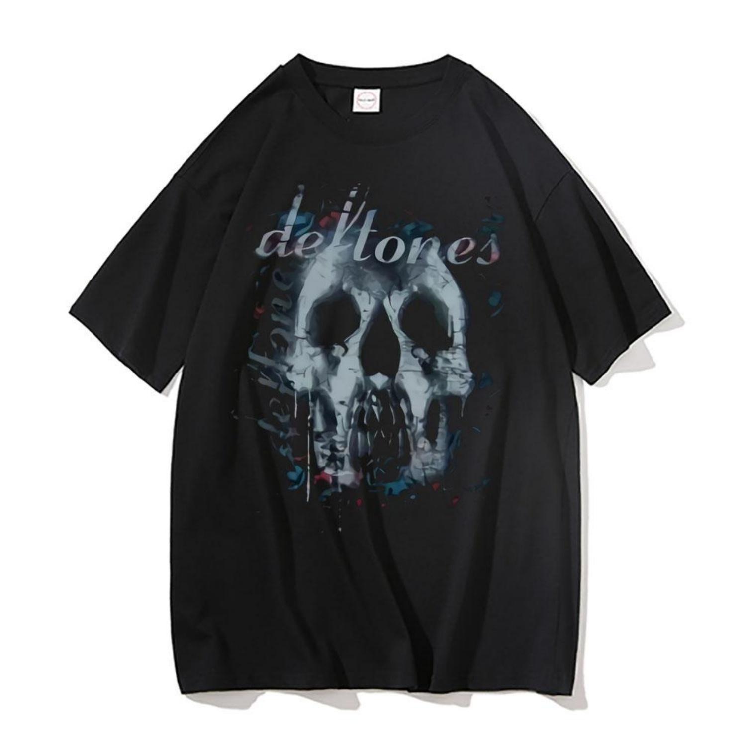 

Deftones Череп Черный Графический Принт Хлопковая Футболка Оверсайз Y2k Короткий Рукав Мужская Женская Альтернативная Рэп Металл Группа Бренд Футболка Топы Мужские Футболки S чёрный