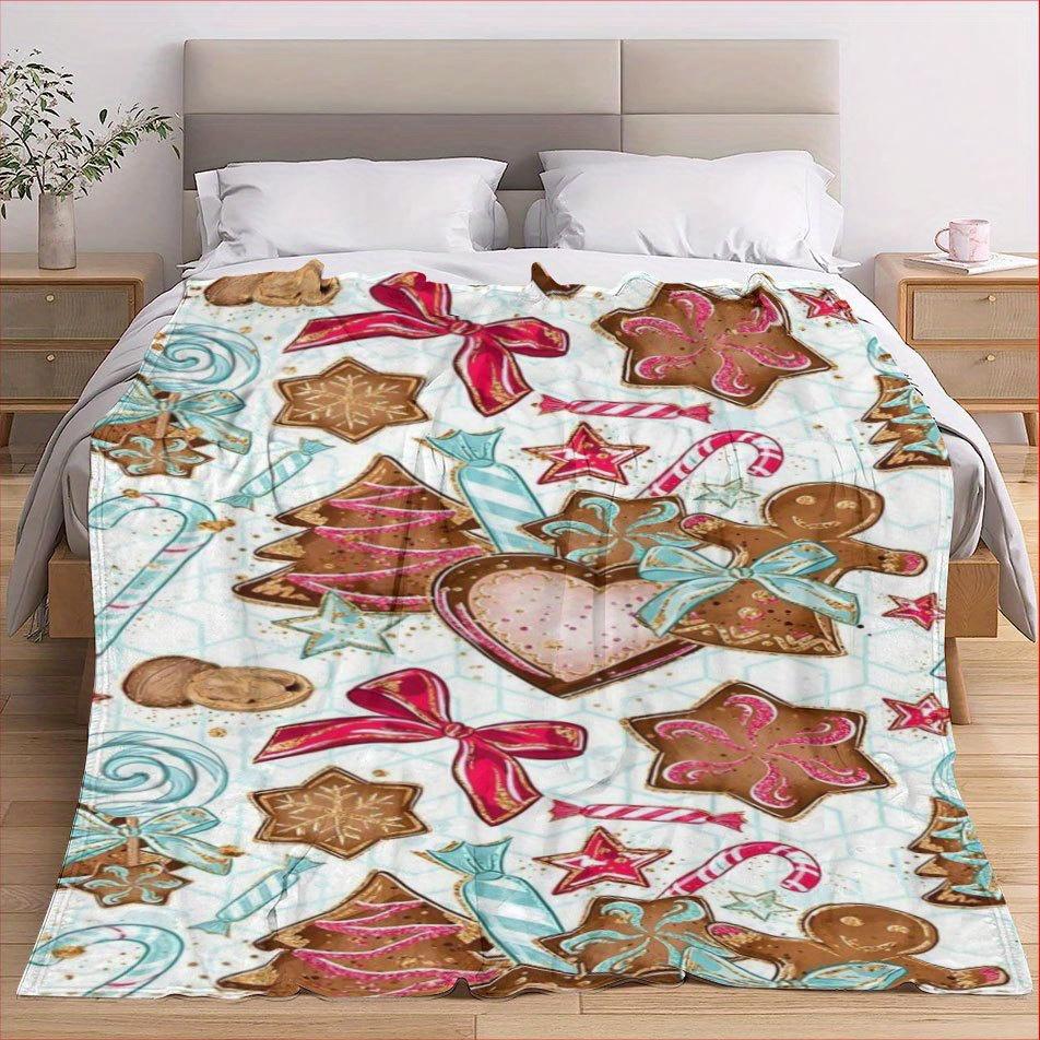 Festive Gingerbread Man Blanket Reversible Flannel Throw for Holiday Cheer AllSeason Comfort Sweet Christmas Gift