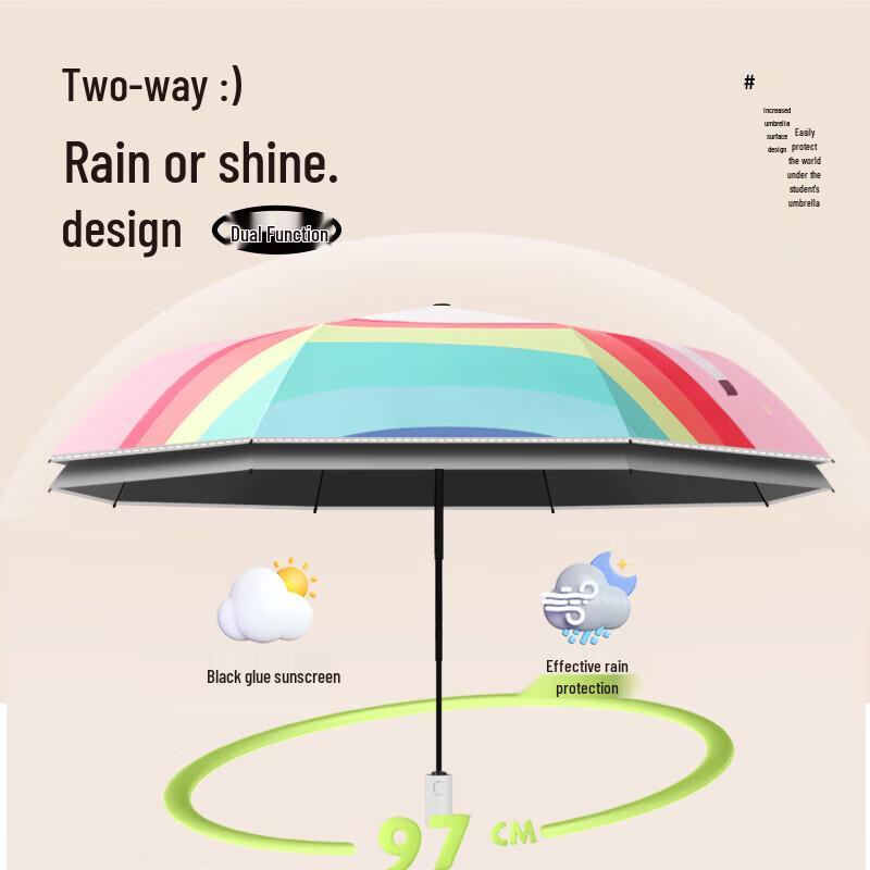 MAYDU Kids' Automatic Three-Fold Sun & Rain Umbrella
