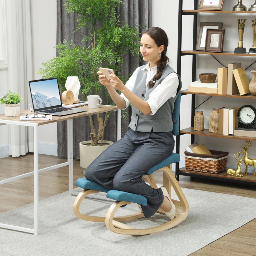 Ergonomic Kneeling Chair, Kneeling Stool Health Chair for Home, Office, Meditation Dark Blue