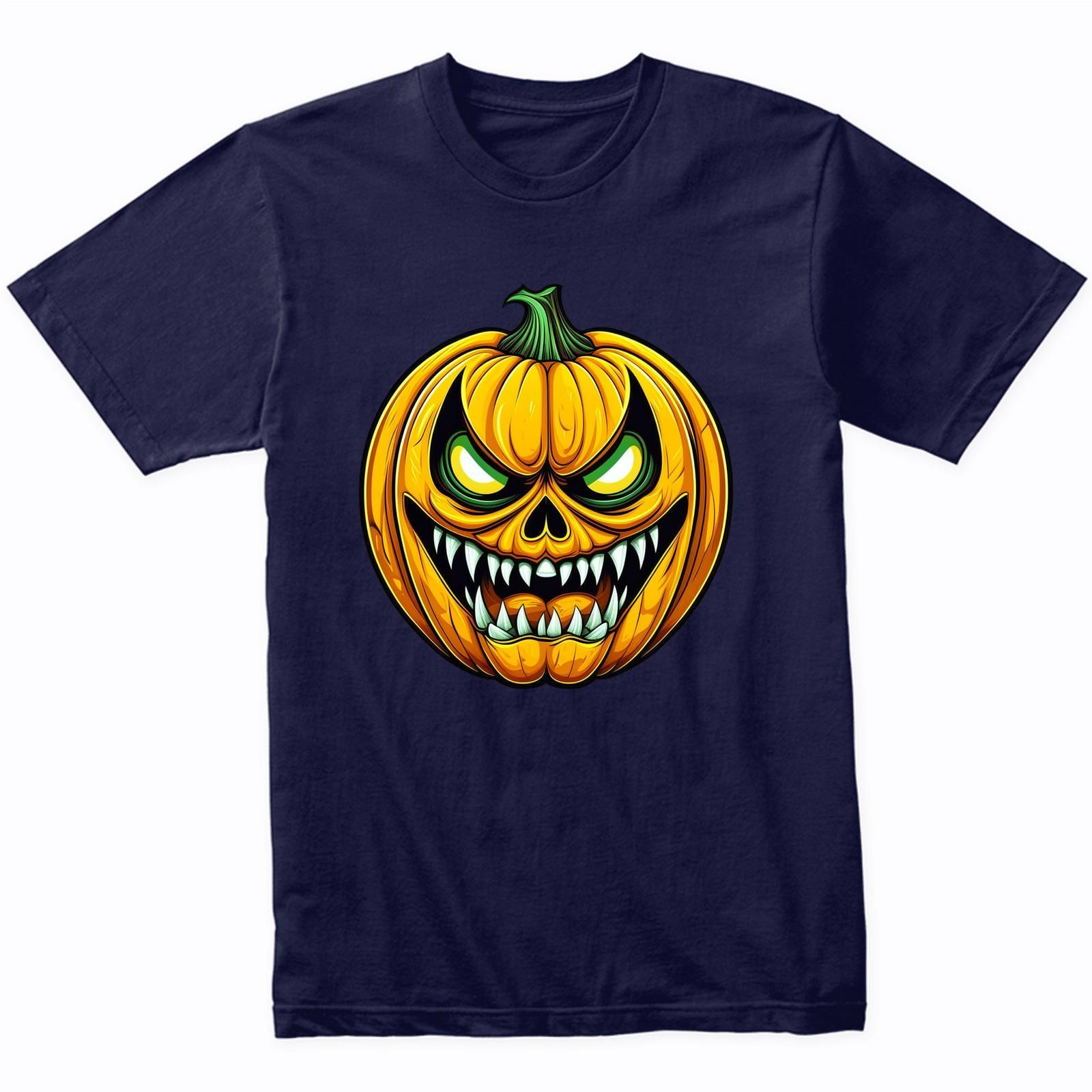 Scary Jack-O-Lantern With Sharp Teeth Creepy Halloween Pumpkin T-Shirt S разноцветный