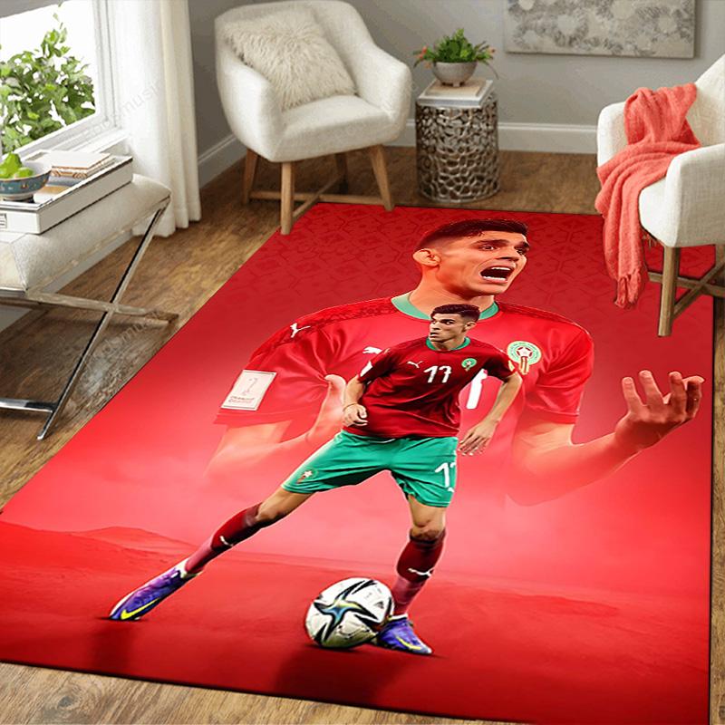 1pc Moroccan Football Player Rug, Office Carpet Indoor Outdoor Entrance Doormat, Non-Slip Soft And Comfortable, Living Room. DT70704