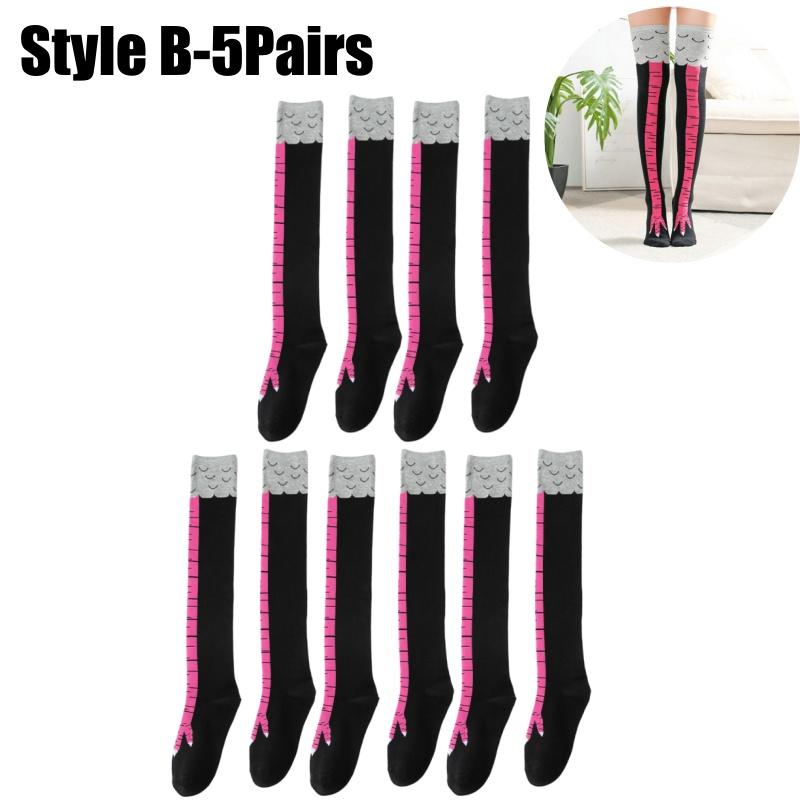 Women Funny Chicken Feet Socks Over Knee Socks Ostrich Print Slimming Socks Autumn Winter Long Tube Stockings for Ladies