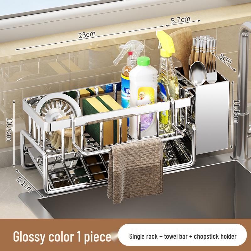 Kitchen Sink Storage Rack - Drain Rack for Detergent, Sponge, and Steel Wire Ball