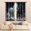 2 Pcs   Filtering Curtains (excluding Rods   Non-movable   Without Batteries) Elegant Black and White Horse for Use In Bedrooms and