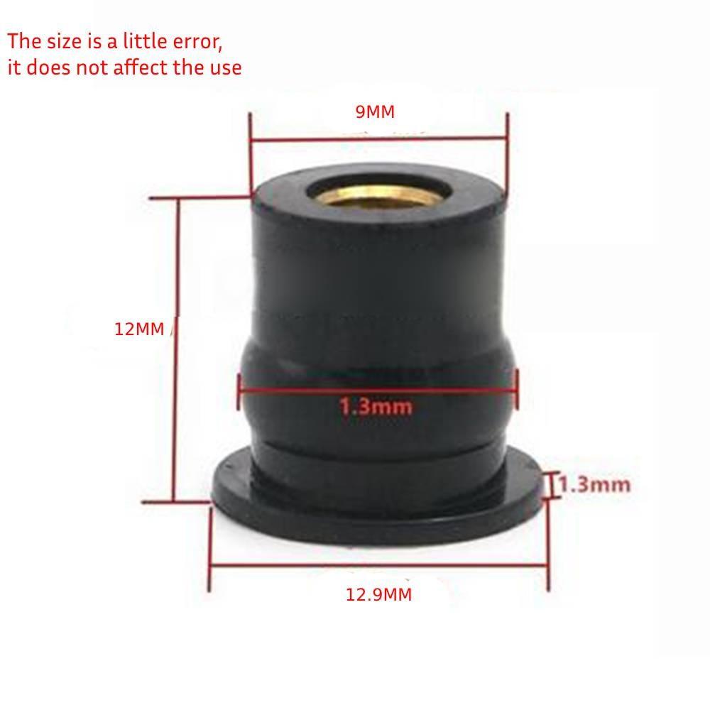 Damper Panel Nuts Fixing 6mm Replaces Replacement 10PCS / KIT Rubber + Brass