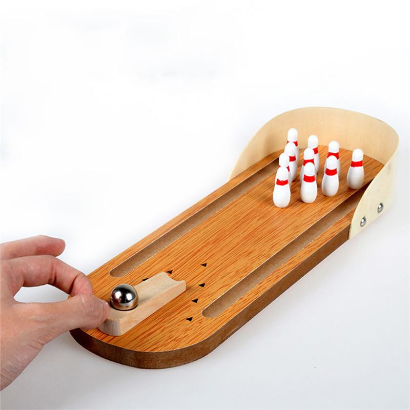 Mini Desktop Bowling Toy Wooden Tabletop Bowling Game Desk Ball Game for Party Home School