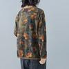 V Neck Loose Long Sleeve Knit T Shirts Tops Female Autumn Fashion Flowers Splices Pullover Tops Women Casual Outwear