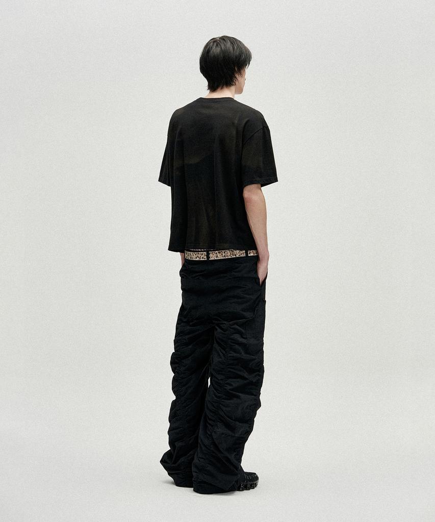 NOT4NERD Shirring Panel Curved Nylon Cargo Pants - Black