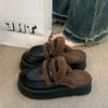 Hairy slippers 2026 new autumn and winter with plush snow boots  cotton slippers for women