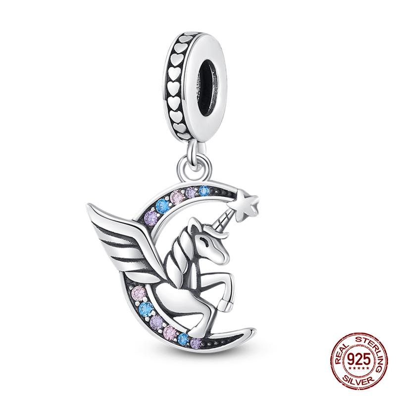 Fashion Copper Sparkling Zircon Star Moon Series Charms Beads Fit Qikaola Original Bracelets Diy Birthday Jewelry