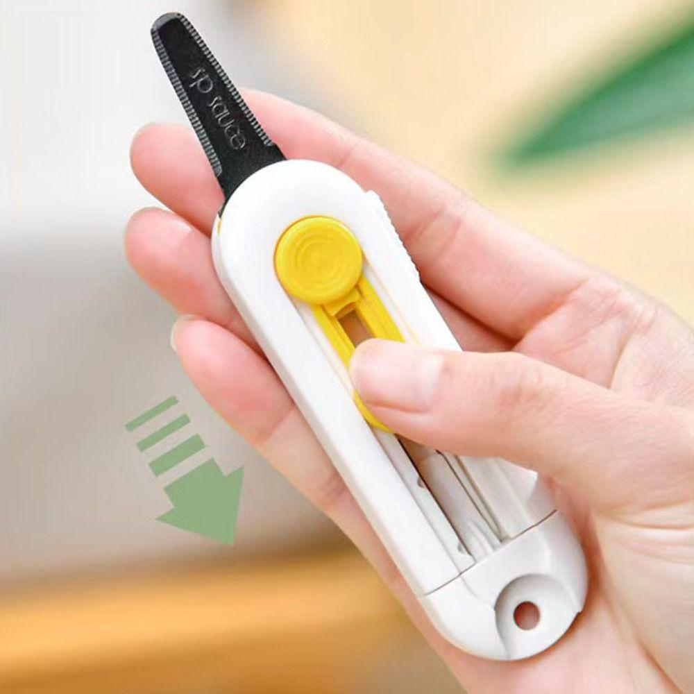 Portable Magnetic Mini Box Cutter Retractable Blade ABS Letter Opener Durable White Paper Cutter