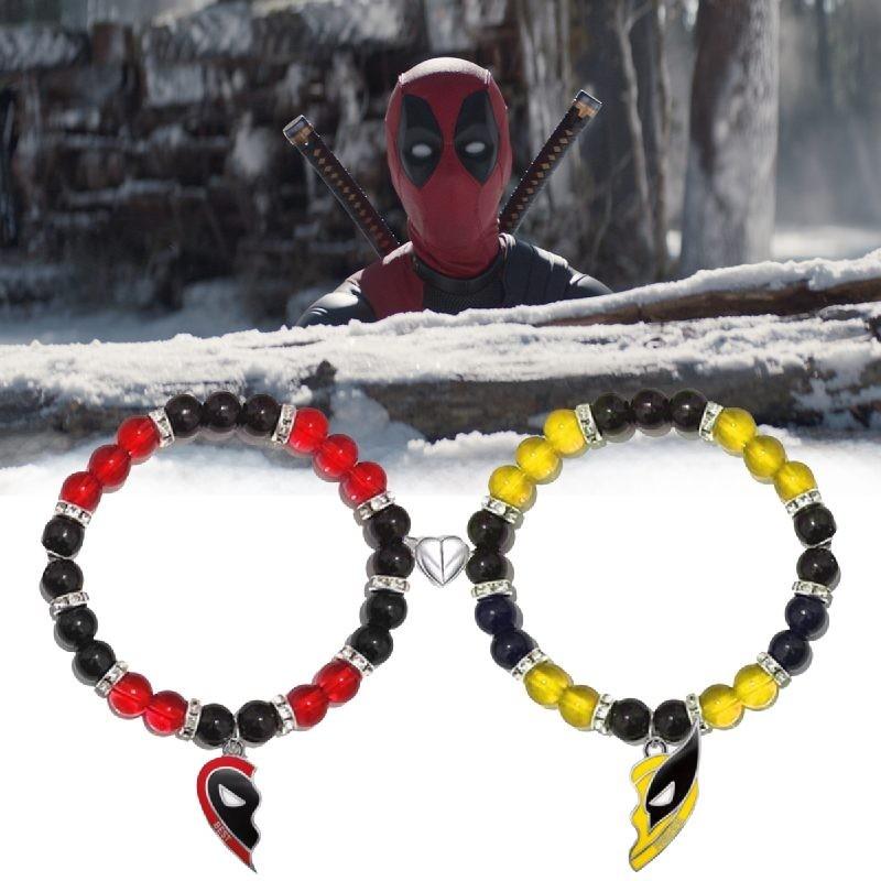 Deadpool Wolverine Best Friends Heart Geometric Alloy Necklace Red Yellow Cartoon Gift