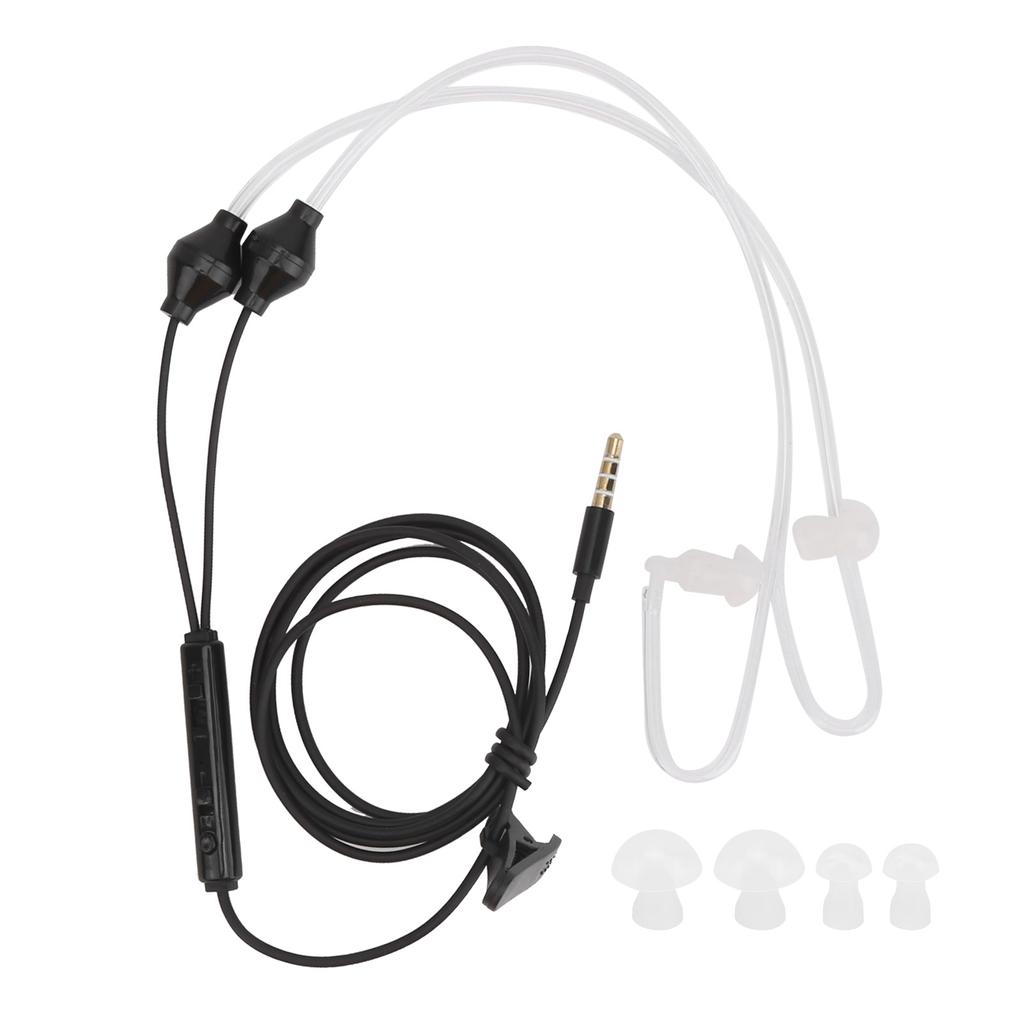 Air Tube Earphone Earbuds Wired Headphones W HandFree Microphone for Samsung 3.5mm Jack(Noir )