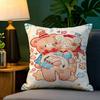 Stamp-Style Girl Illustrations 2 Pillow Case Natural Linen Pillow Case Double-Sided Decor Sofa Pillowcase Home Decor