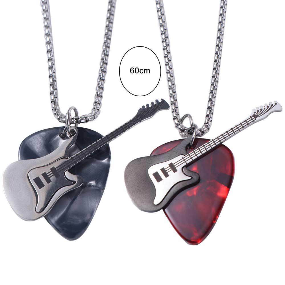 Colier cu Pandantiv Plectru de Chitară Hip-hop Punk Trendy Lanț de Chitară Choker Oțel Titan Vintage Chitară Electrică Lanț Pulover Cuplu