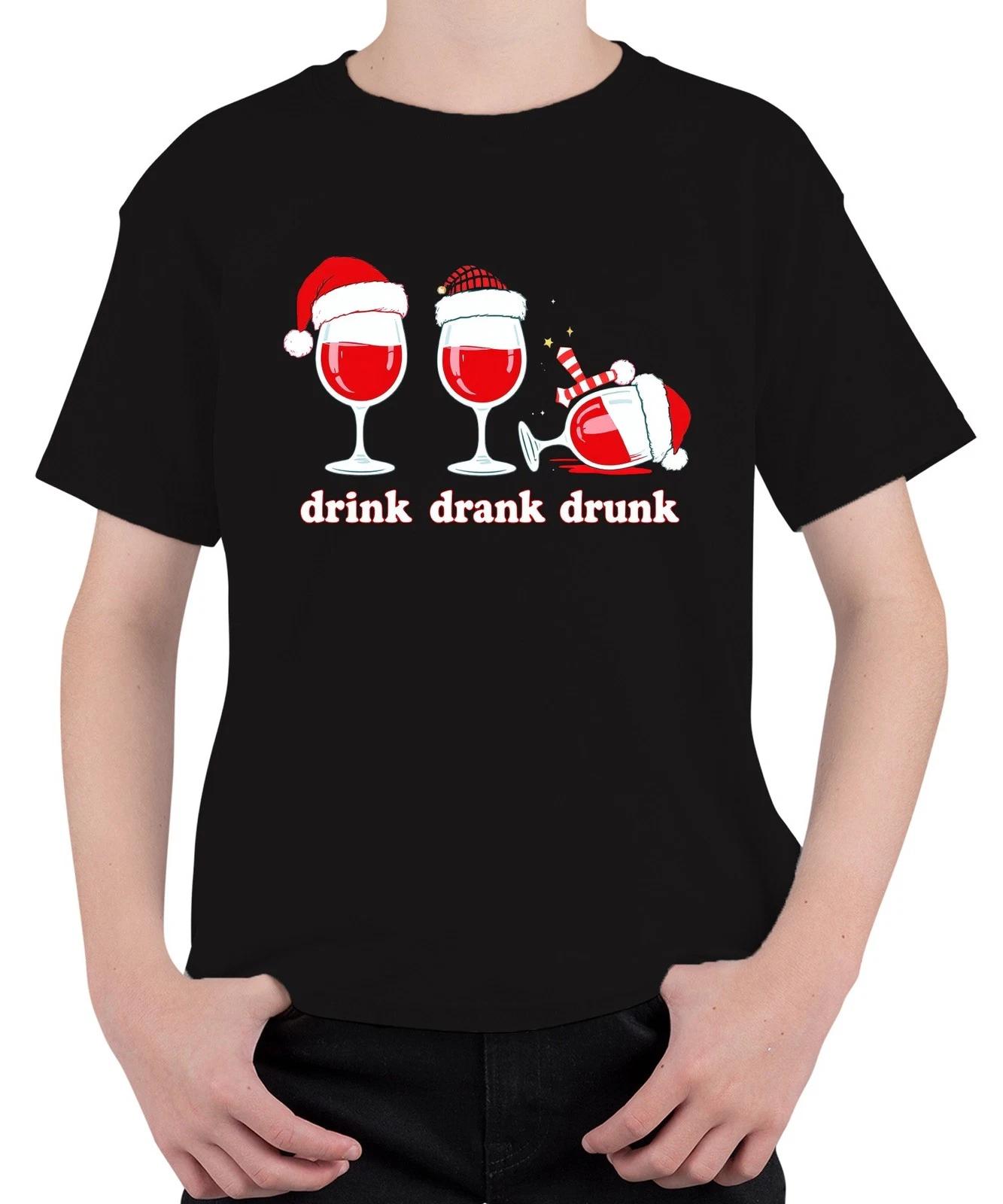 drink drank drunk Wein Weihnachten lustig Geschenk Weinliebhaber Unisex Kinder T XXXXL