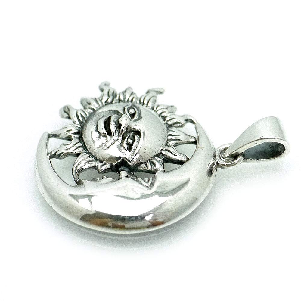 925 Silver Mayan Civilization Sun and Moon Pendant Top Mm [Silver One] Men's