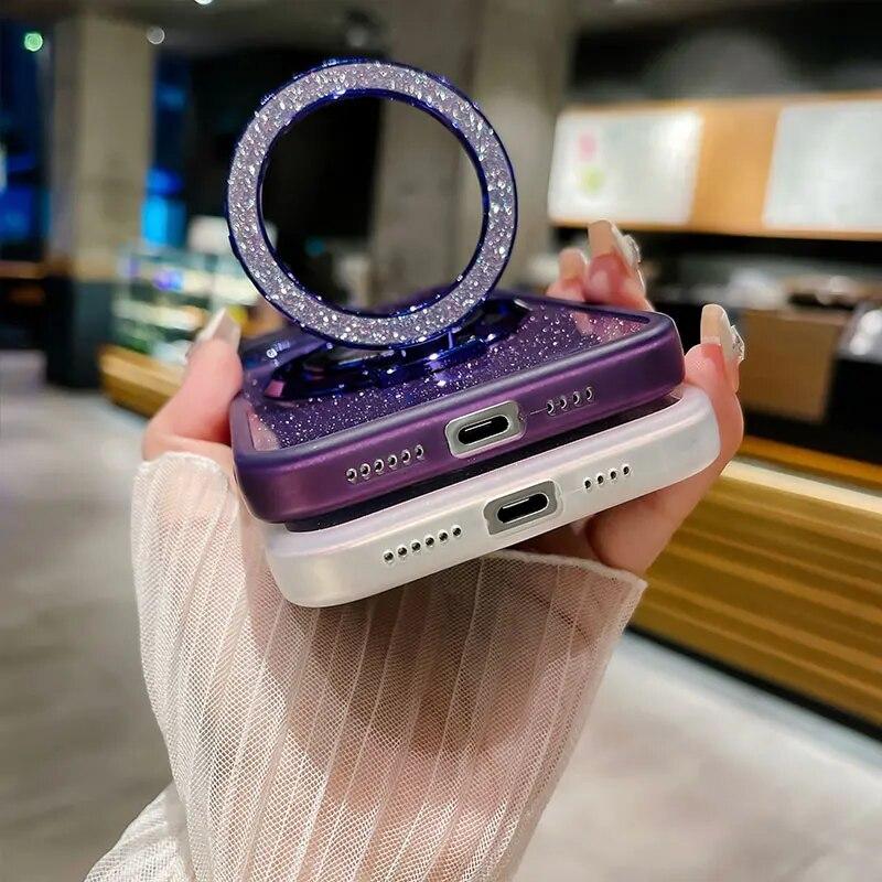 Case For Honor Magic5 Lite Case Luxury with Holder,Magnetic Glitter Cover For Honor Magic 5 6 90 Lite X9a X9b X8 B Cases Bracket