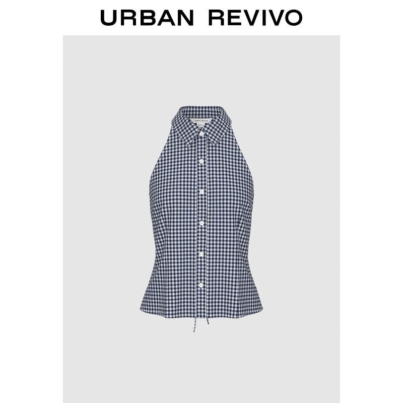 

UR Women s Sleeveless Plaid Polo Collar Shirt M