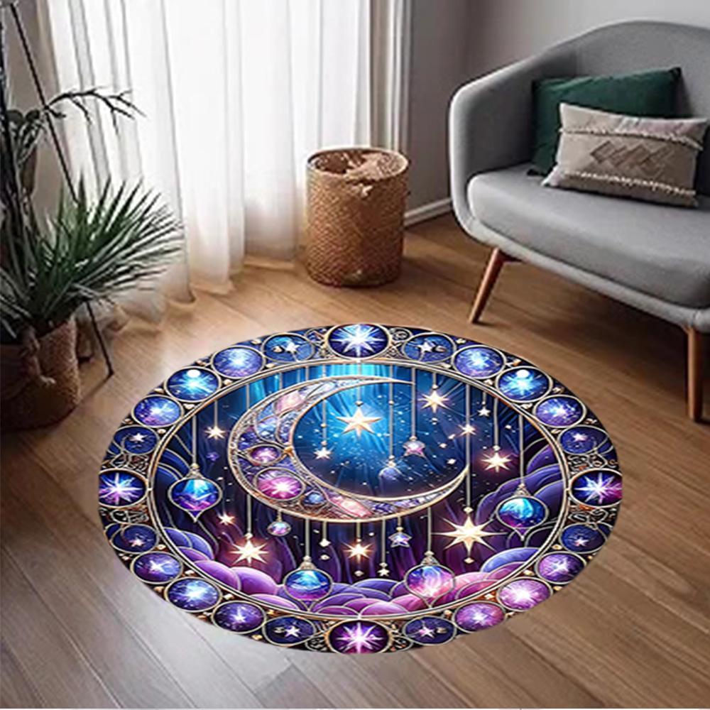 1pc Home Carpet with Stained Glass Design Non Slip Office Decor Gift Living Room Bedroom