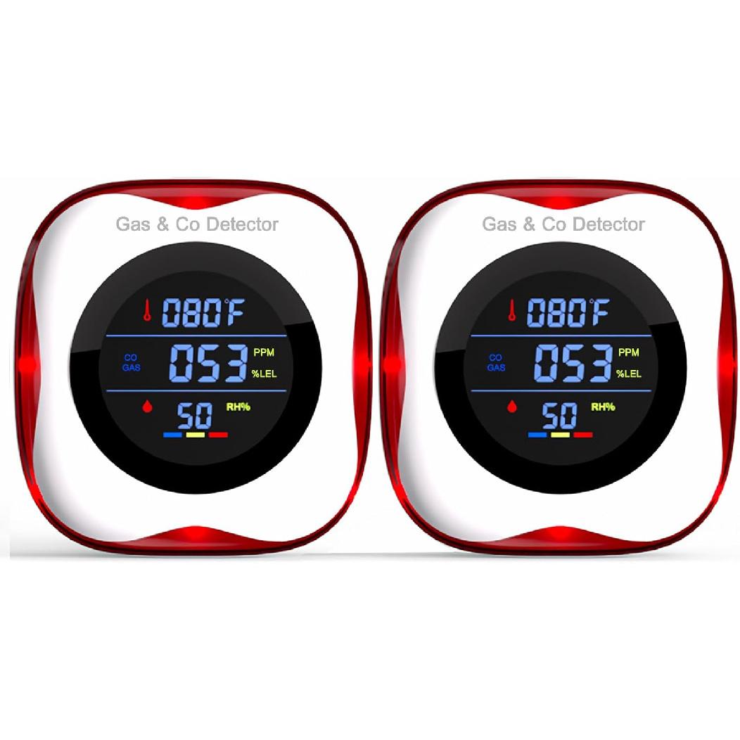 Plug in Carbon Monoxide & Natural Gas Combination Detector,TEYUAN 4 in 1 CO Detector | Gas Detector | Humidity |Temperature Meter,CO Level Monitor