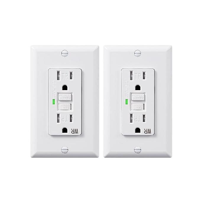 DEWENWILS 2 Pack 15 Amp GFCI Outlet, Self-Test GFI Receptacles with LED Indicator, Tamper Resistant & Weather Resistant, Wallplate and Screws