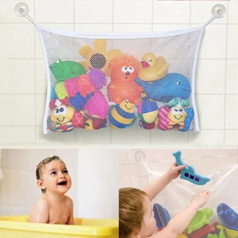 Bath Toy Net Kids Bath Tub Toy Holder Corner Mesh Bag, Baby Bathtub Storage Organizer Toddler Shower With 2 Adhesive Wall Hooks