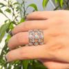 CMM Exclusive Design Hollow Star flower Gold Color Silver Color Fine Flashing Zircon Opening Adjustable Ring