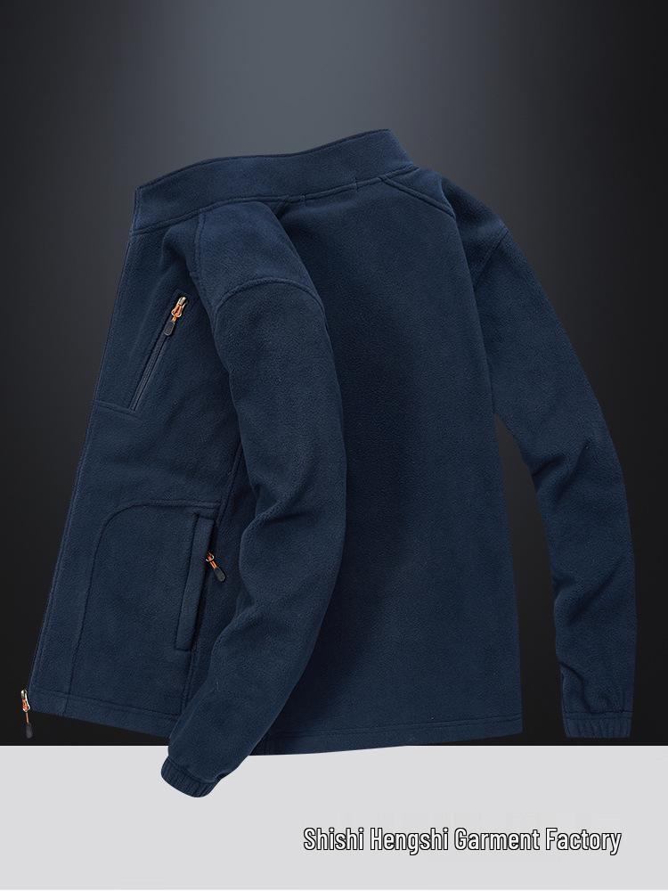 Men's Zipper Fleece Jacket with Side Pockets - Green Youth Style