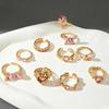 10Pcs/Set Y2K Pink Zircon Heart Bowknot Open Rings Set for Women Fashion Metal Irregular Adjustion Finger Ring Wedding Jewelry