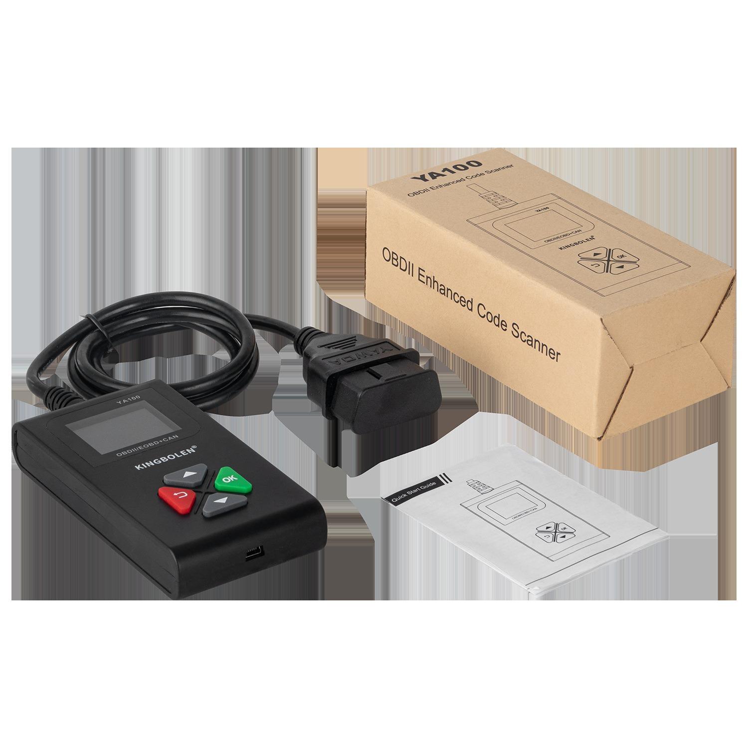 

Диагностическое устройство YA100 OBD2, сканер кодов ошибок двигателя автомобиля с полным набором функций и индикатором выключения для всех автомобилей с протоколом OBDII/EOBD/CAN после 2000 года 12.45*6.6cm чёрный