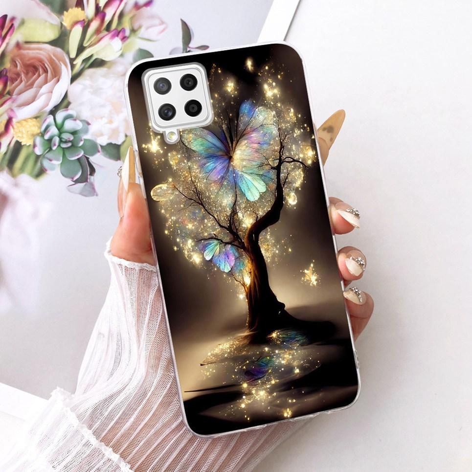 For Samsung Galaxy A22 A22s A12 F12 M12 F42 Phone Case Chinese Dragon Cute Cat Cartoon Pattern Casing Soft Clear Silicone Cover