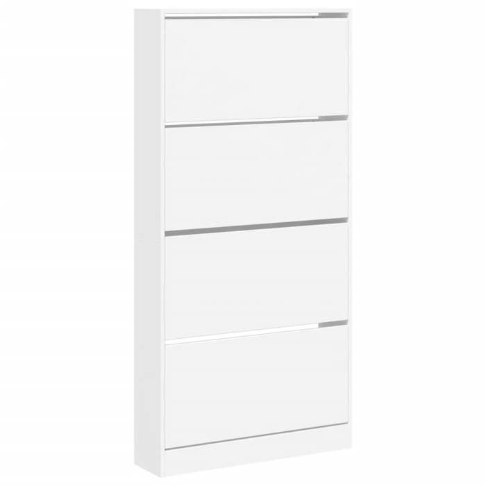 VidaXL Shoe Cabinet 4 Drop-Down Drawers White 80x21x163.5 Cm 3214364
