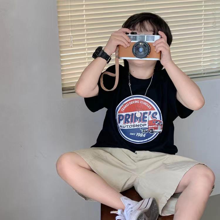 

Мальчиковая футболка из чистого хлопка с коротким рукавом - Модный летний стиль для детей 90 cm чёрный