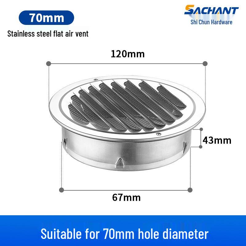 304 Stainless Steel Exterior Wall Vent Cap with Mesh Cover for Duct Exhaust Fans
