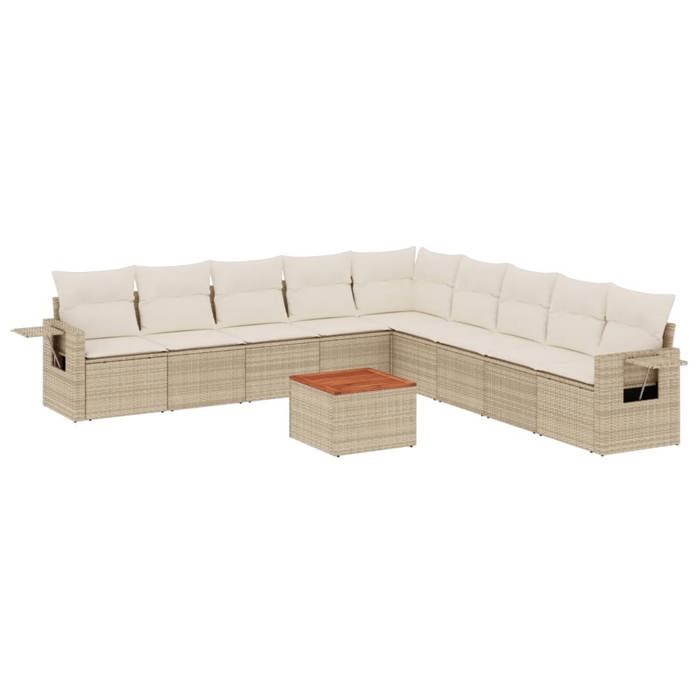 VidaXL Salon de Jardin avec Coussins 10 pcs, Canapés de Terrasse, Ensemble de Meubles de Patio, Mobilier d'Extérieur, Beige 3224609