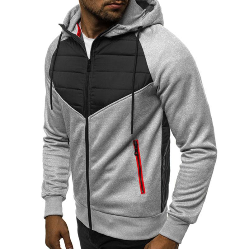 New Men's Casual Sweatshirt Zipper Hooded Sweatshirt Jacket Men's Patchwork Cardigan