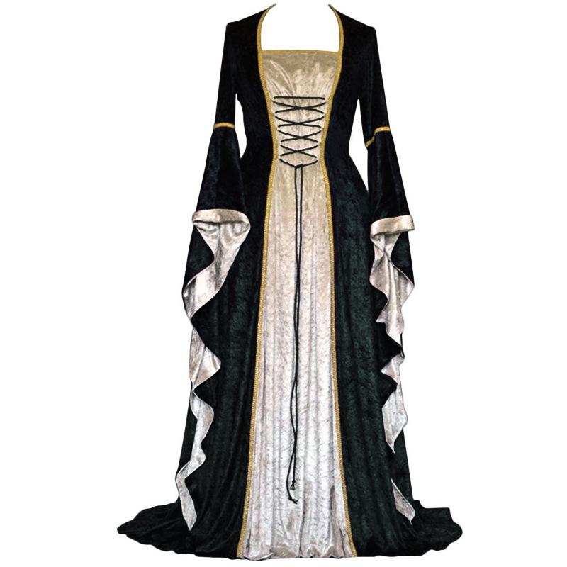 Abito Medievale-Retro Europeo Taglie Forti in Velluto con Lacci (S-5XL)