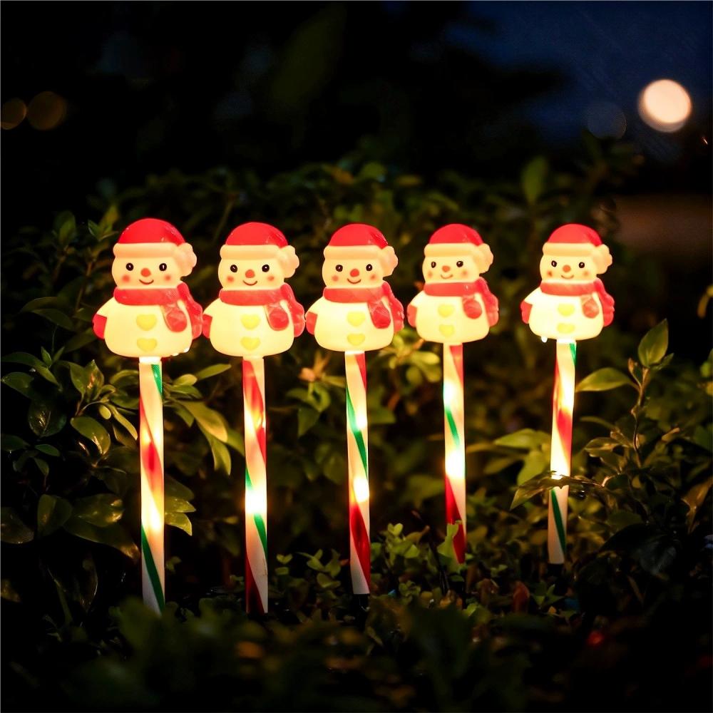 Xiaomi Solar Christmas Snowman Candy Lights 1 in 5 Outdoor Garden Stake Lights Warm White 8 Modes Yard Lawn Path Holiday Decorations