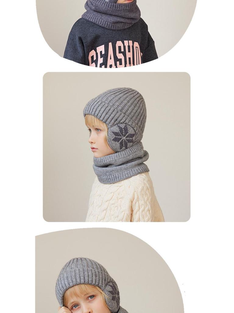 2153 Kids' Winter Hat & Fleece Scarf Set - Knitted Woolen, Warm Ear Protection, Pullover Design